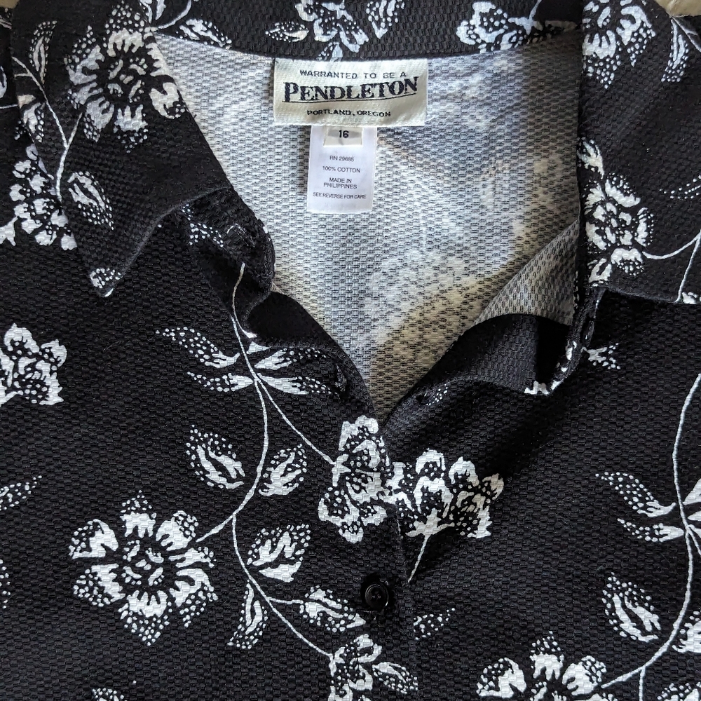 Euc Pendleton Floral Button Down Cotton Shirt Sha… - image 7